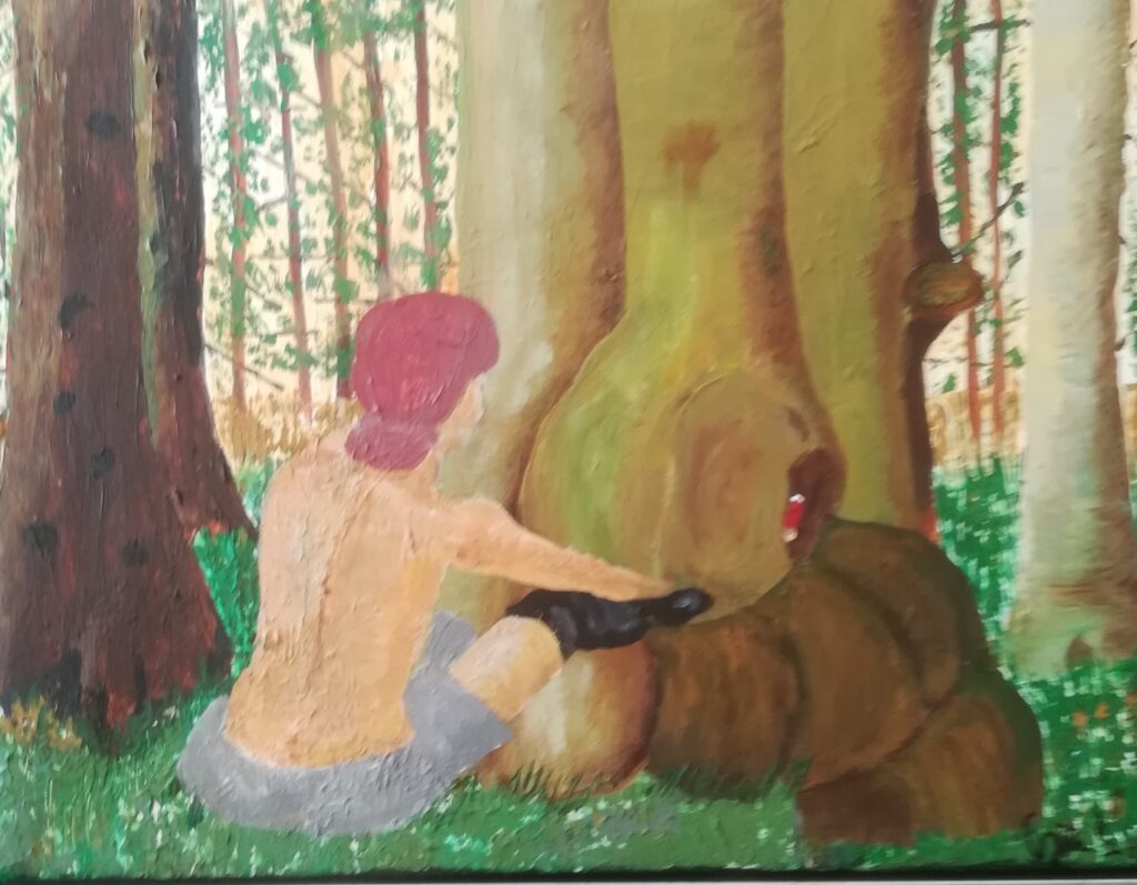 Maleri 70x50 cm
Titel: Kvinde ved foden
1800 kr.